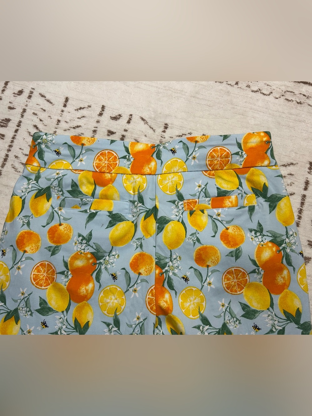 Kim Rogers Citrus Print Pull On Capri Pants Size 12 Stretch Coastal Resort - Picture 5 of 7